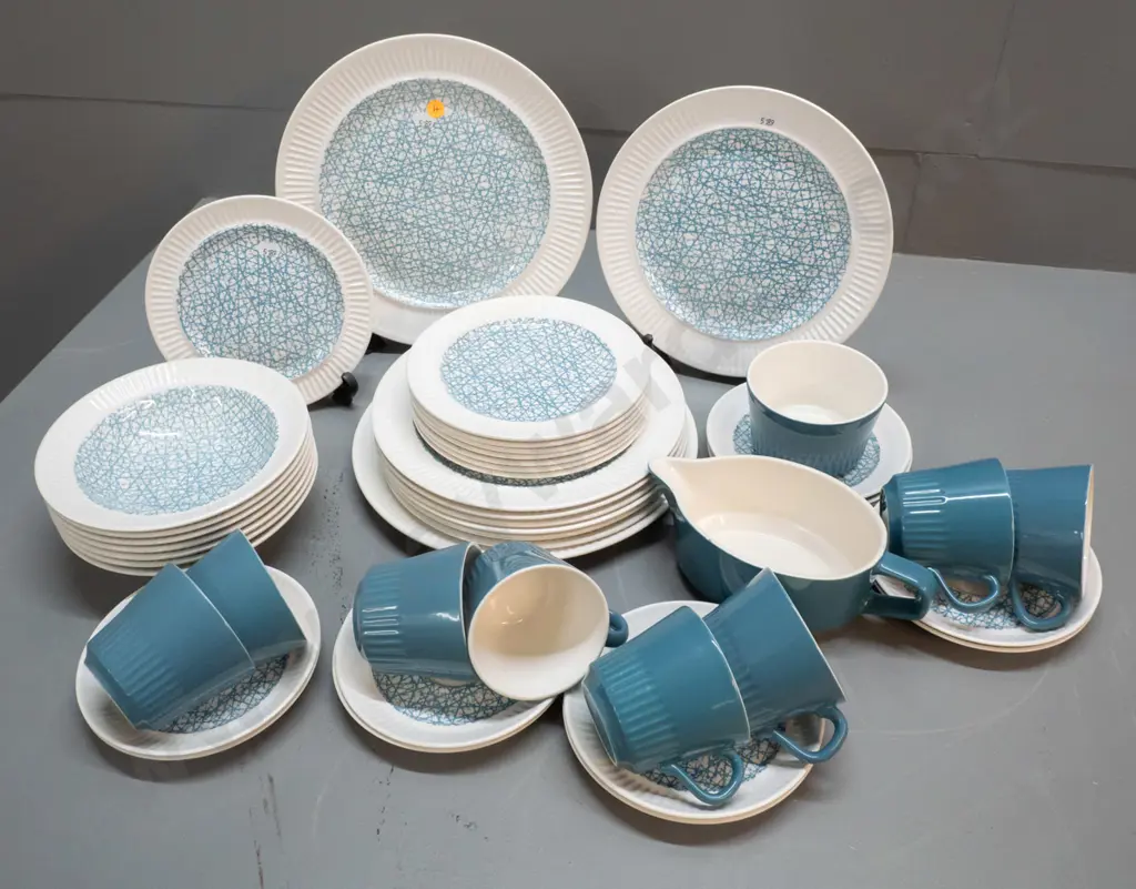 assorted Crown Lynn Moonglow dinnerware - chips to 1 cup and 1 plate Image 1++