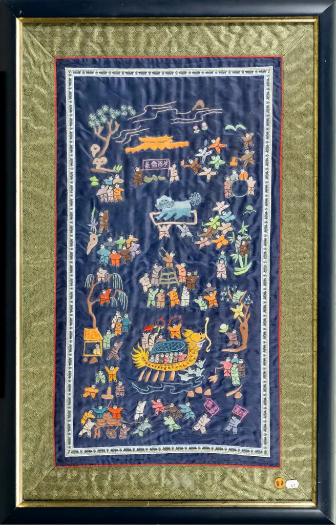 framed Asian needlework H-660 W-400 Image 1++