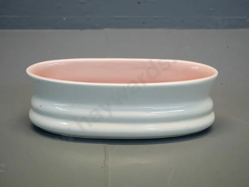 O.C. Stephens white trough vase with pink inner H70 L220 Image 1++