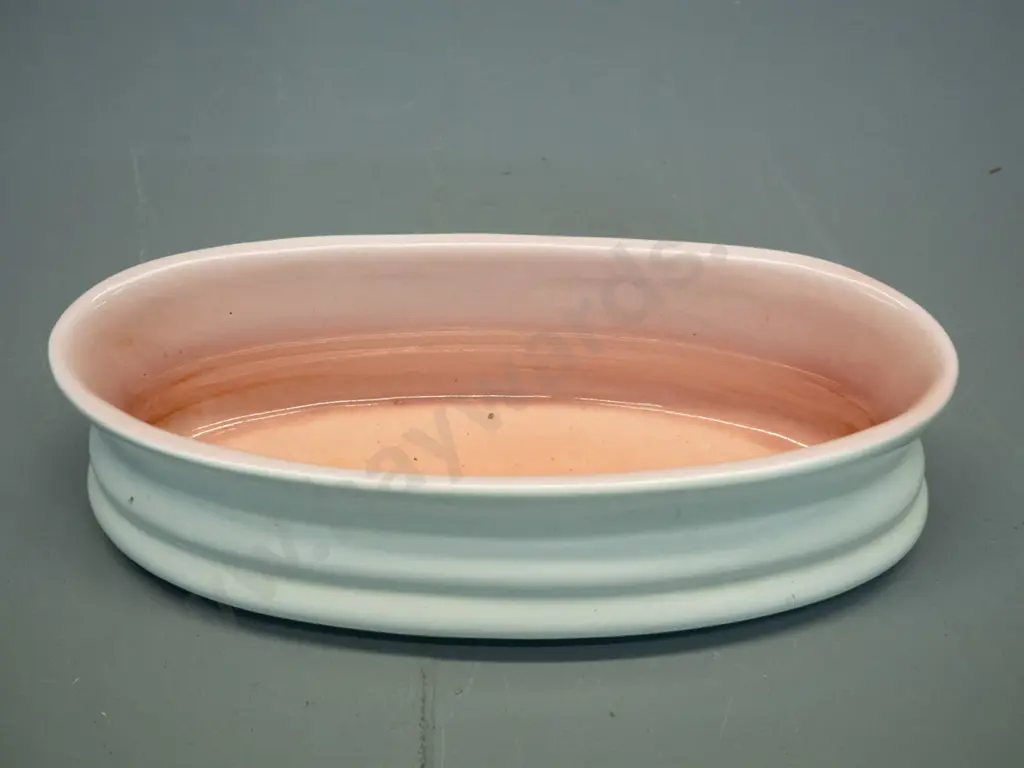 O.C. Stephens white trough vase with pink inner H70 L220 Image 1++
