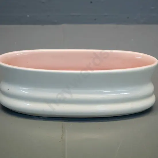 O.C. Stephens white trough vase with pink inner H70 L220