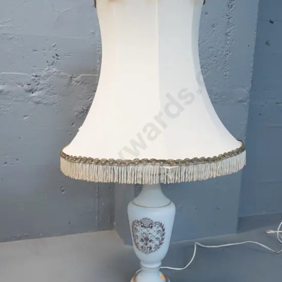 frosted glass with gold pattern table lamp - made in France - damage to shade H-850