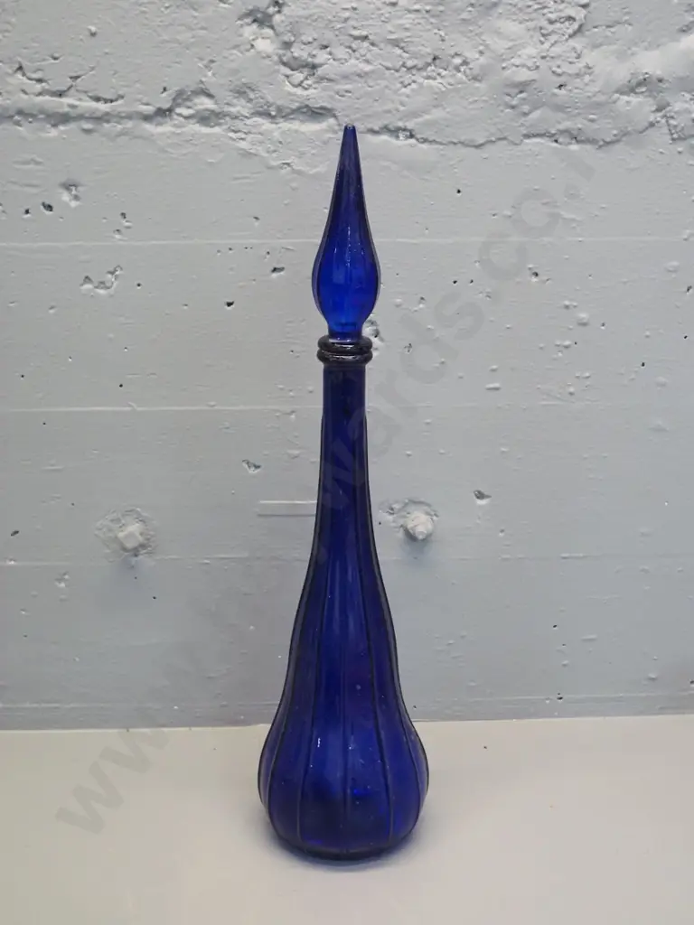 cobalt blue stoppered genie bottle, no plastic liner for stopper H-560 Image 1++