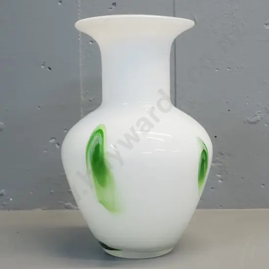art glass vase - white and green H-270 D-180