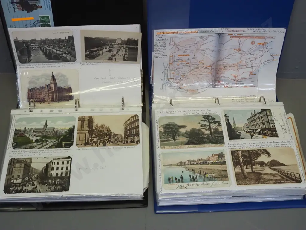 2 albums of Scottish postcards and souvenir maps - some old, very detailed annotation throughout Image 1++