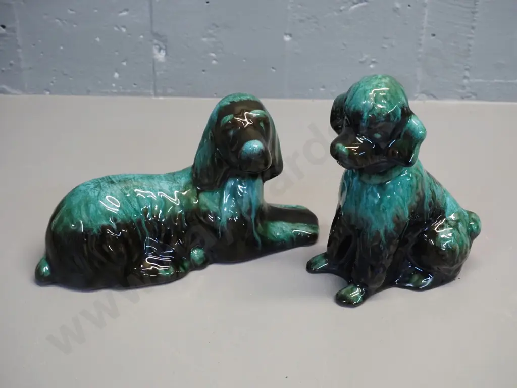 2 Blue Mountain pottery dogs - taller is H-200 Image 1++