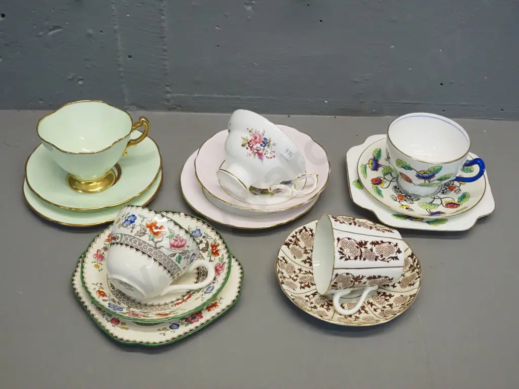 4 English china trios and a cup and saucer - Hammersley, Grafton, Spode etc. Image 1++