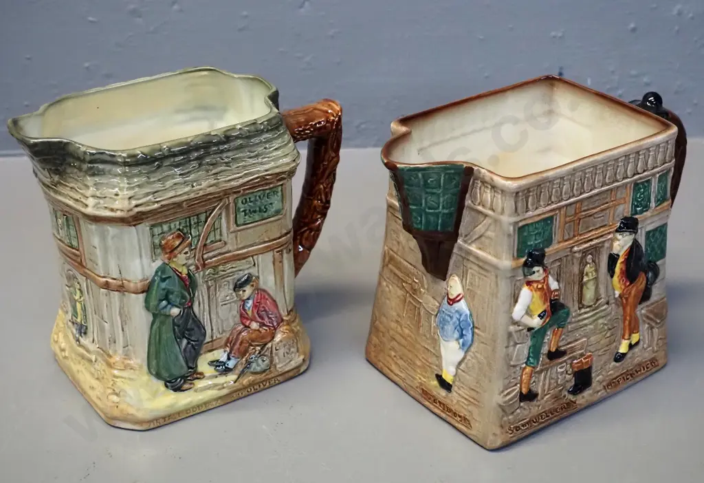 2 Royal Doulton Dickens ware jugs - Oliver Twist and Pickwick Papers H-150 Image 1++
