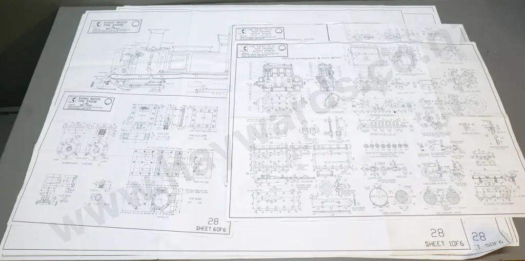 large reproduction/copied plans - 6 sheet for Shand Mason fire engine and several others Image 1++