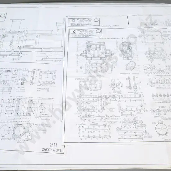 large reproduction/copied plans - 6 sheet for Shand Mason fire engine and several others