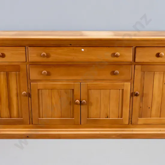 recycled kauri large sideboard w/4 drawers, 4 doors, adjustable shelves, fading to polish on top H920 W2000 D440