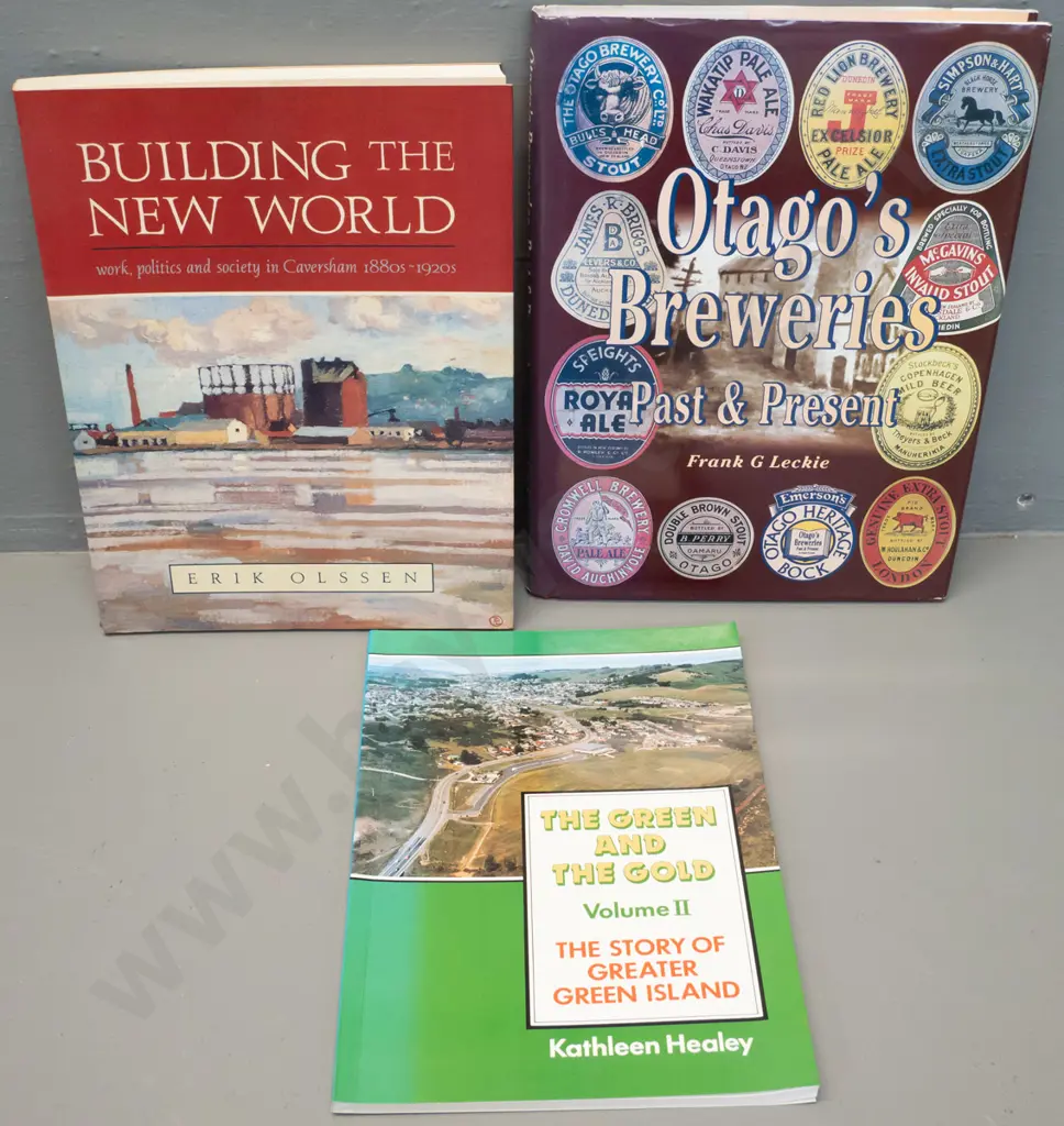 3 books - Politics & Society in Caversham 1880s-1920s, Green Island history, Otago Breweries Past & Present Image 1++