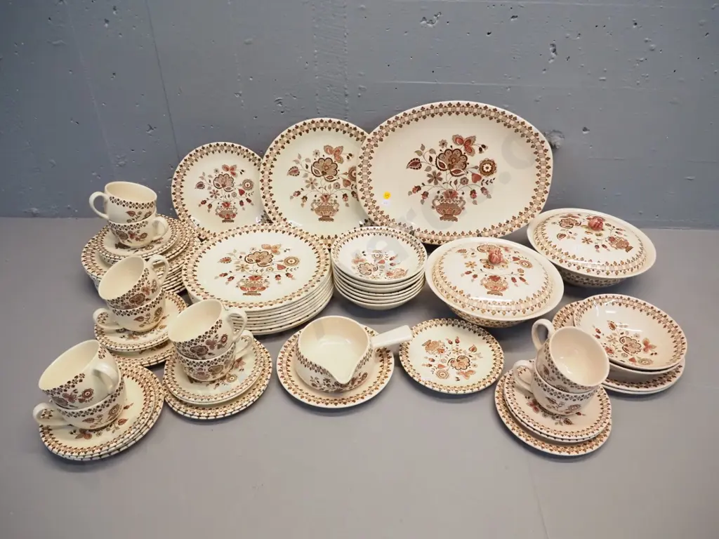 large collection of Johnson Bros. Old Granite 'Jamestown' pattern - 10 place minus a few, 2 different shades Image 1++