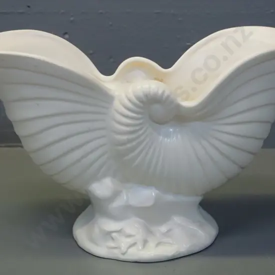 Crown Lynn nautilus vase - crown mark, No. 550 on base, minor staining - H-170 L-280