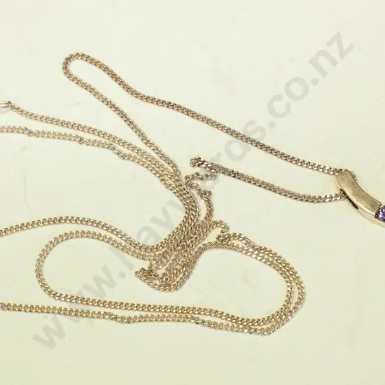 silver multi coloured stone necklace stamped 925