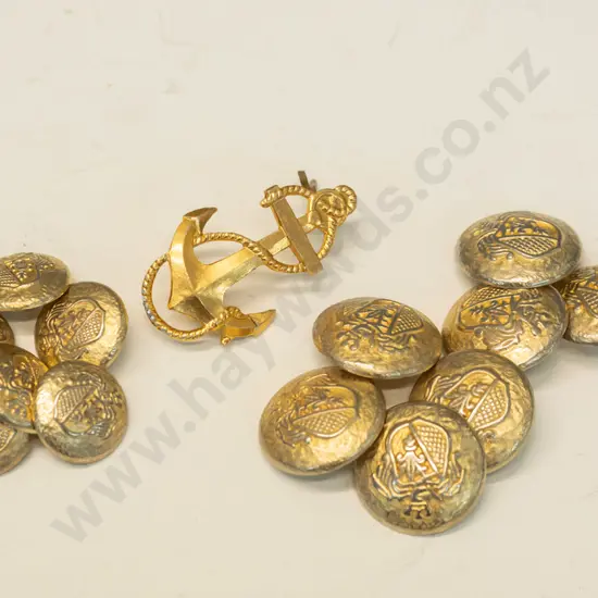 7 large buttons, 6 small buttons & anchor lapel pin