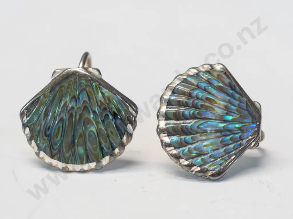 paua shell earrings stamped stgstil & pair silver earrings stamped 925 Image 1++