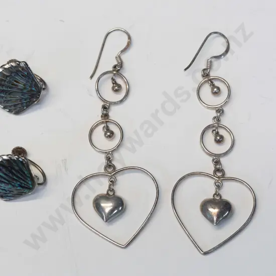 paua shell earrings stamped stgstil & pair silver earrings stamped 925
