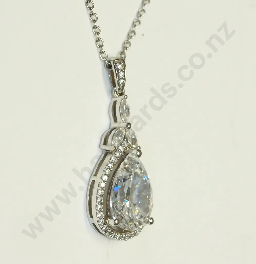 silver cz necklace chain stamped 925 Image 1++