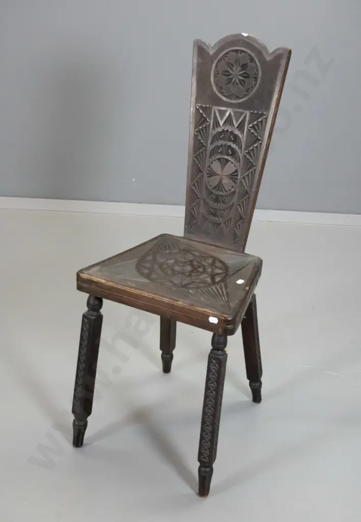 restorer's chip-carved small occasional chair - joints loose, legs need re-fixing H-890 W-360 D-330 Image 1++
