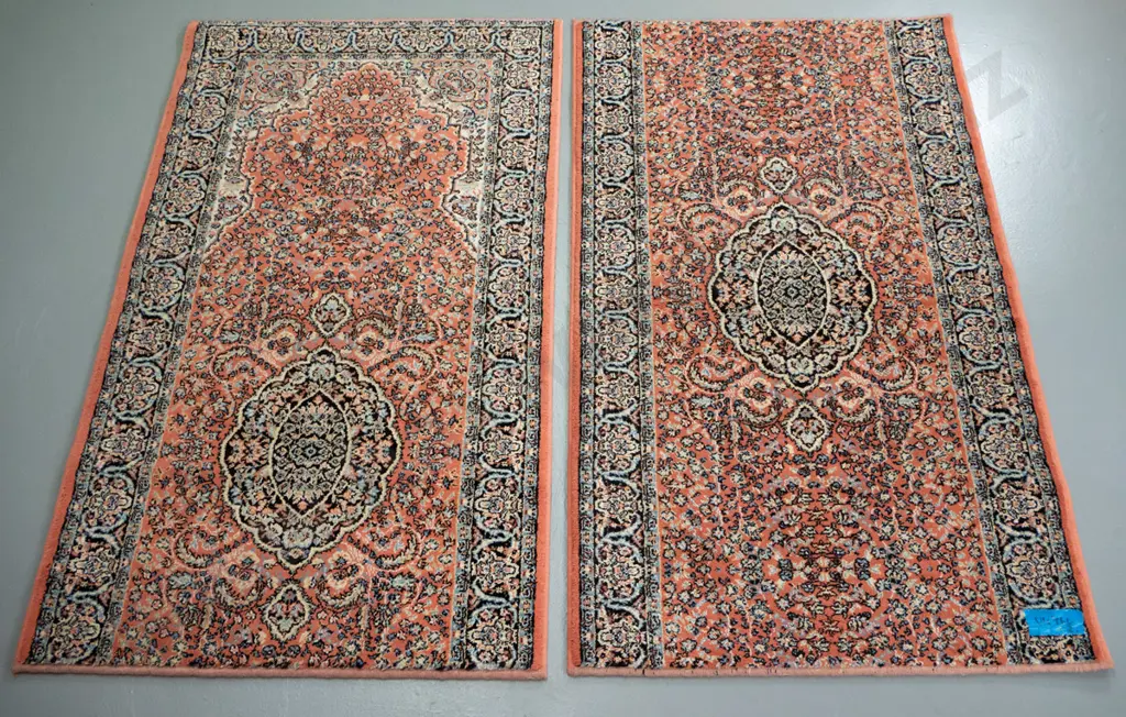 2 pieces Axminster wool carpet - cut from longer runner and edges bound - each is L-1320 W-760 Image 1++