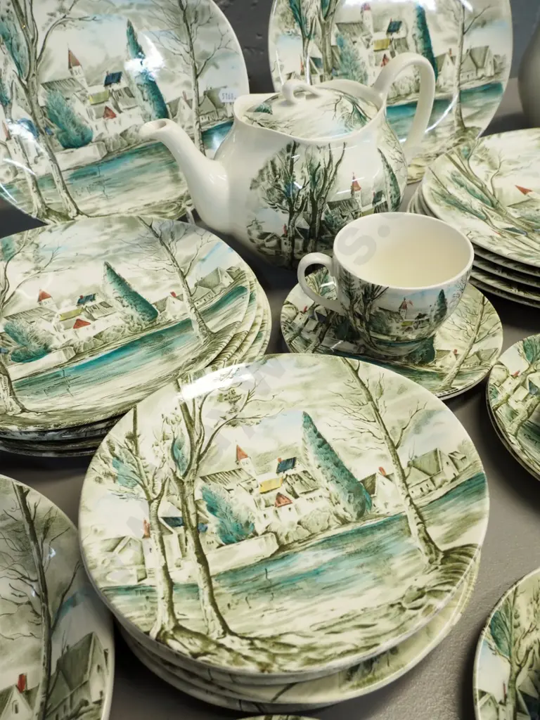 large collection of Johnson Bros Dreamtown tableware including teapot, covered veg, plates, etc - good condition Image 1++