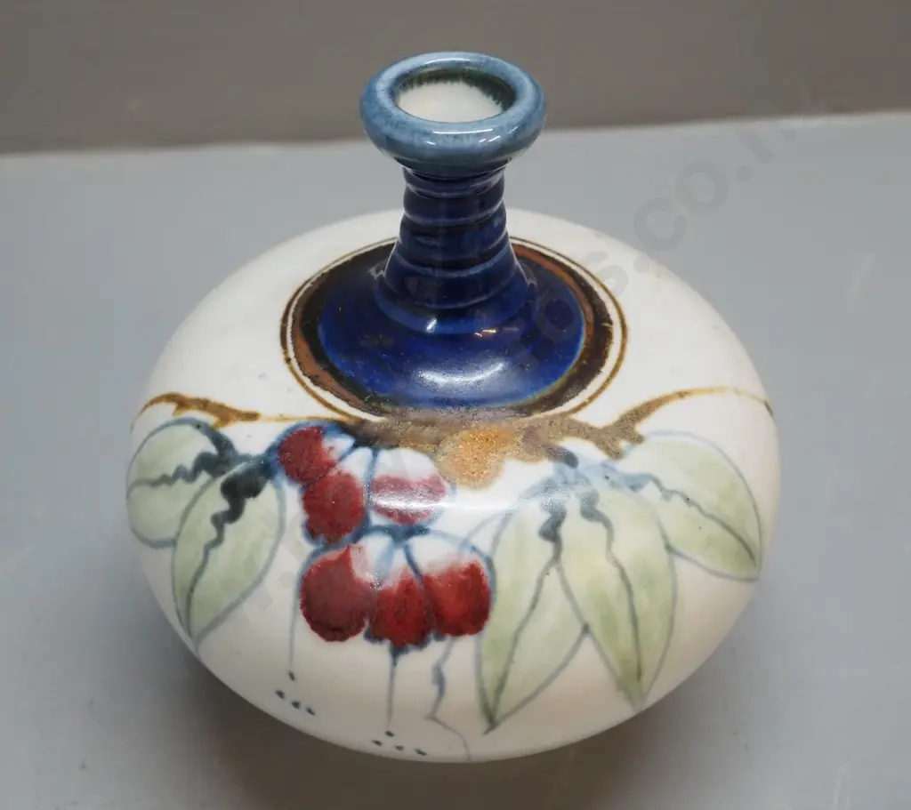 small Neil Grant NZ studio pottery narrow neck vase H-160 Image 1++