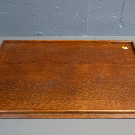 deco oak serving tray with metal and oak handles L-640 W-395