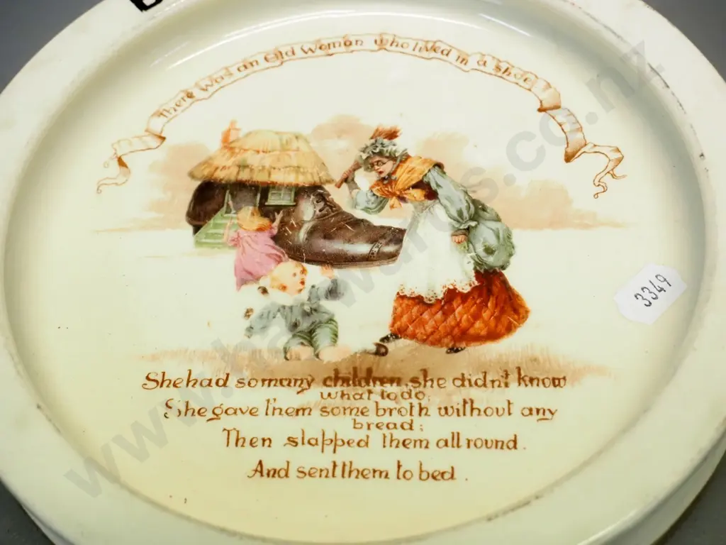 children's china items - Limoges warming plate, Doulton baby plate, Brentleigh bear handled mug (crazing) etc. Image 1++
