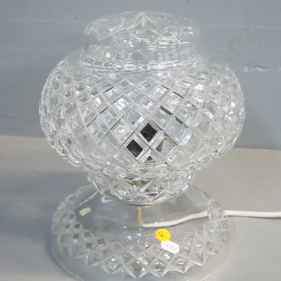 Bohemian cut crystal 2-piece table lamp - frayed cord needs replacing H-240 D-190