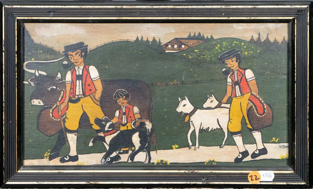 framed oil - rural scene H-160 W-290 Image 1++