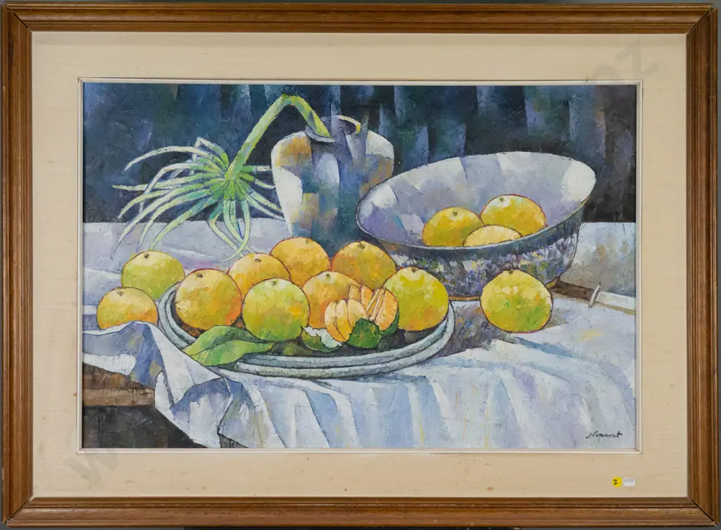 framed oil - still life oranges (framing needs attention) H-490 W-750 Image 1++