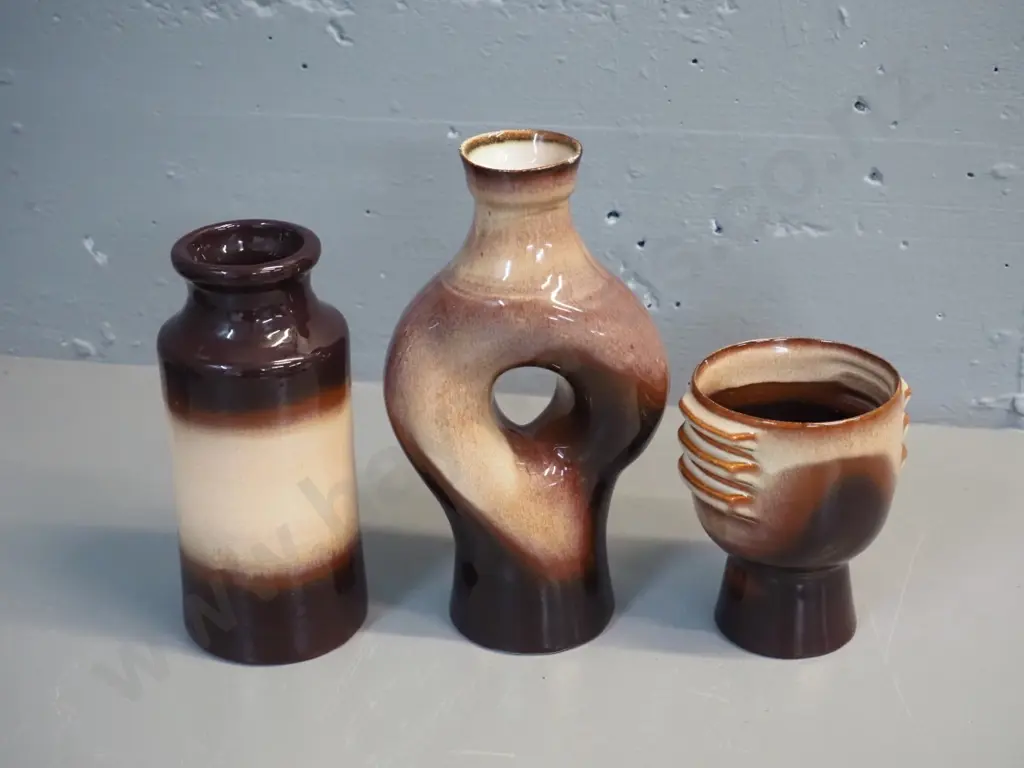 3 Teal pottery Balclutha vases - tallest H-240 has small under-glaze fault Image 1++