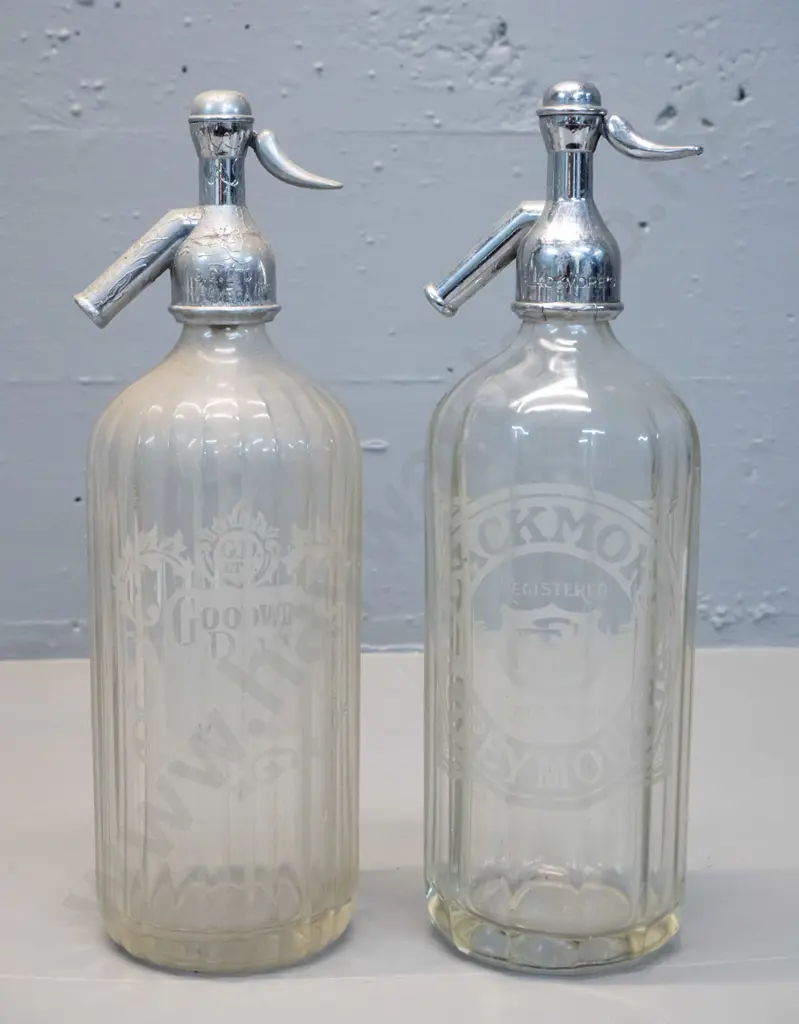 2 vintage soda syphons - Blackmore Greymouth and Goodwin Davy Hawera Image 1++