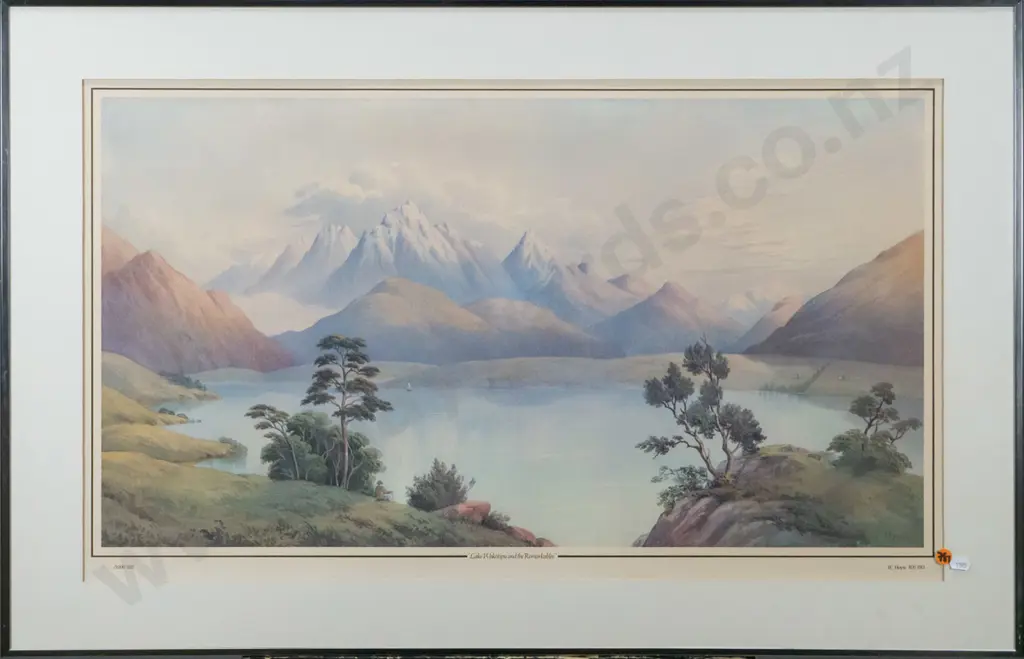 framed historic print  - Lake Whakatipu and the Remarkables H-390 W-710 Image 1++