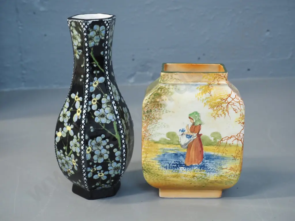 2 Royal Doulton vases - floral H-190 and bluebell gatherer Image 1++