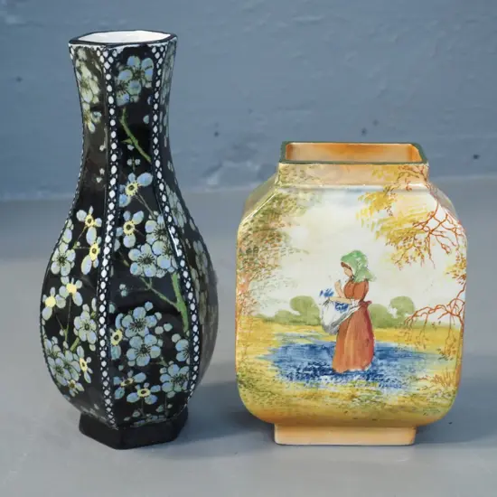 2 Royal Doulton vases - floral H-190 and bluebell gatherer