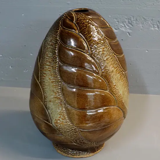 large studio pottery vase - only mark is RD H-400 D-250 at widest