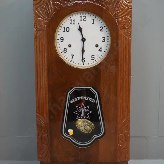 vintage Junghans wall mount clock - 'Westminster 10 Gongs' - with Saigon retailer plaque H730 W370 D160
