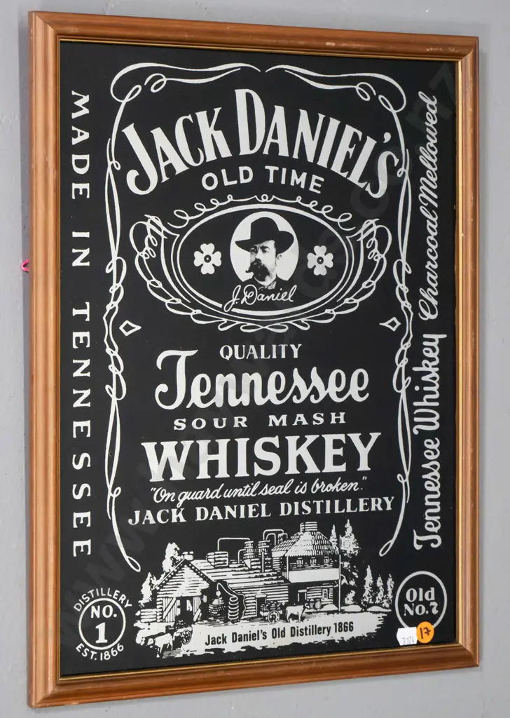 framed Jack Daniels advertising wall mirror H-390 W-290 Image 1++
