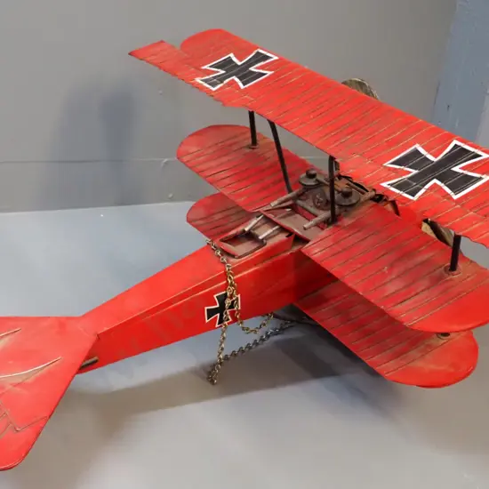 large painted tin and timber model German Fokker triplane H-380 L-790 W-820