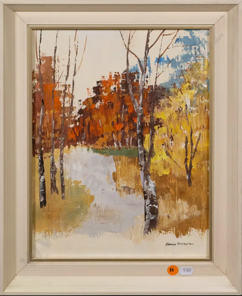 Robina Templeton - framed oil "Woodland Gardens Dunedin" H-280 W-210 Image 1++