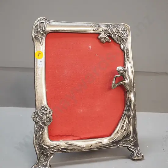 art nouveau style silver finish metal photo frame, no glass H-260 W-200