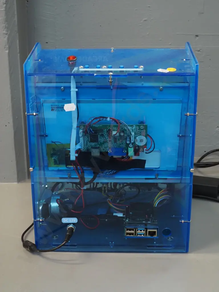 retro style small arcade game console in perspex case, with power supply and cord - untested H350 W290 D270 Image 1++