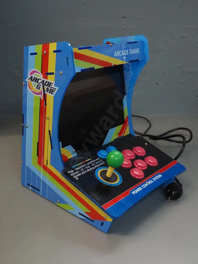 retro style small arcade game console in perspex case, with power supply and cord - untested H350 W290 D270 Image 1++