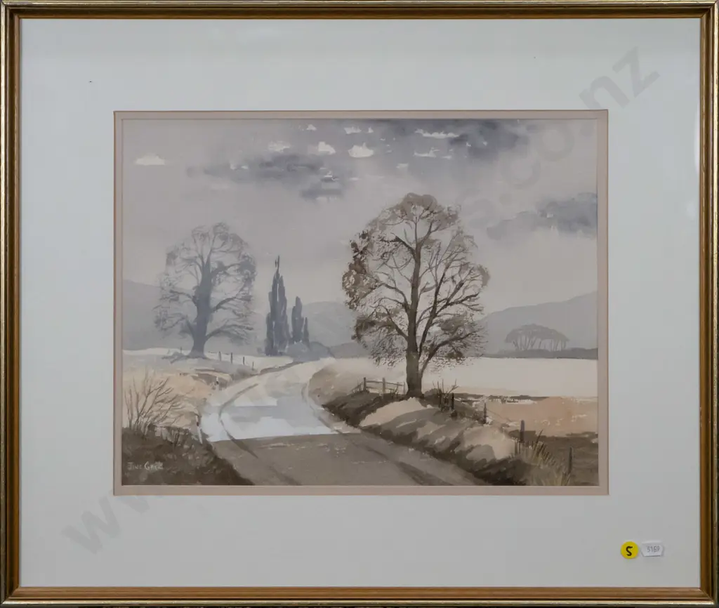 June Greig - framed watercolour "Winter Morning' H-290 W-380 Image 1++