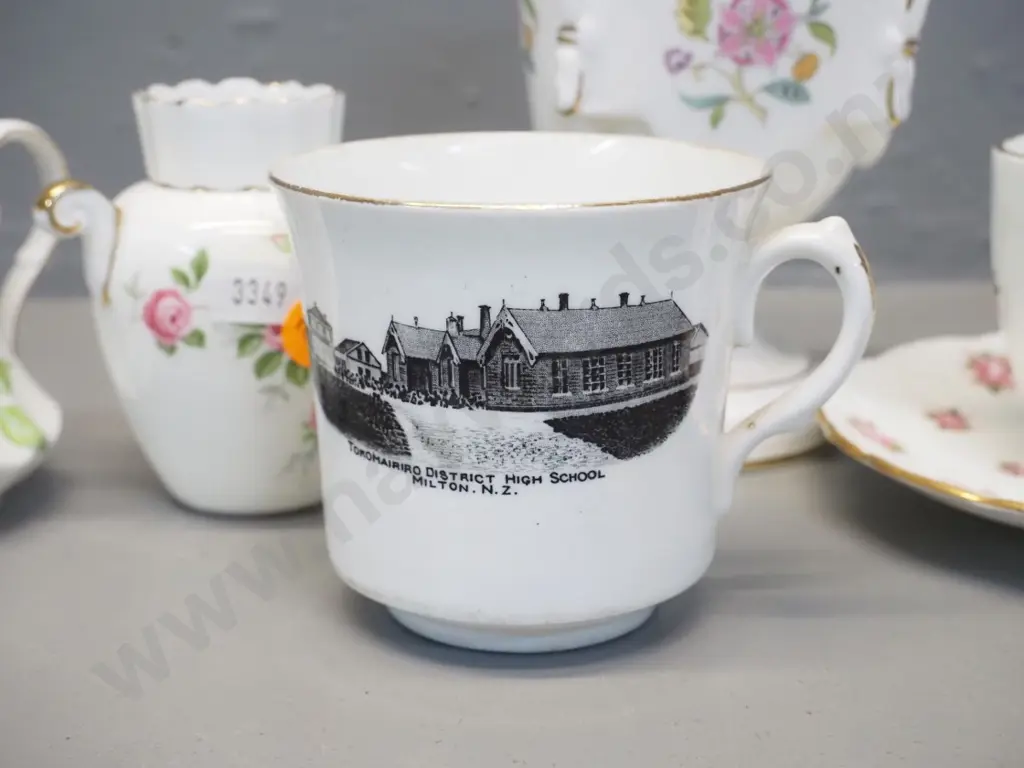 assorted English china - Foley Tokamariro cup, Aynsley small vase, cup & saucer, Minton cover pot H180 Paragon jug Image 1++