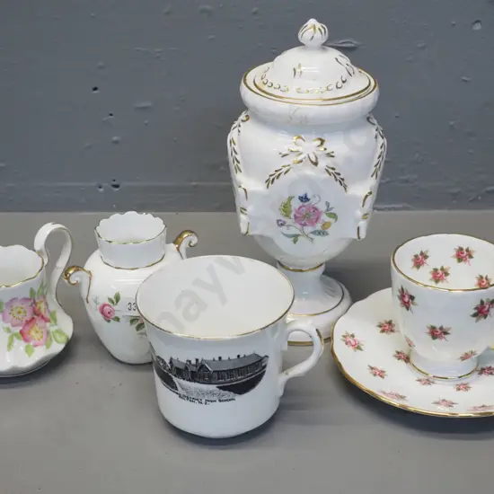assorted English china - Foley Tokamariro cup, Aynsley small vase, cup & saucer, Minton cover pot H180 Paragon jug