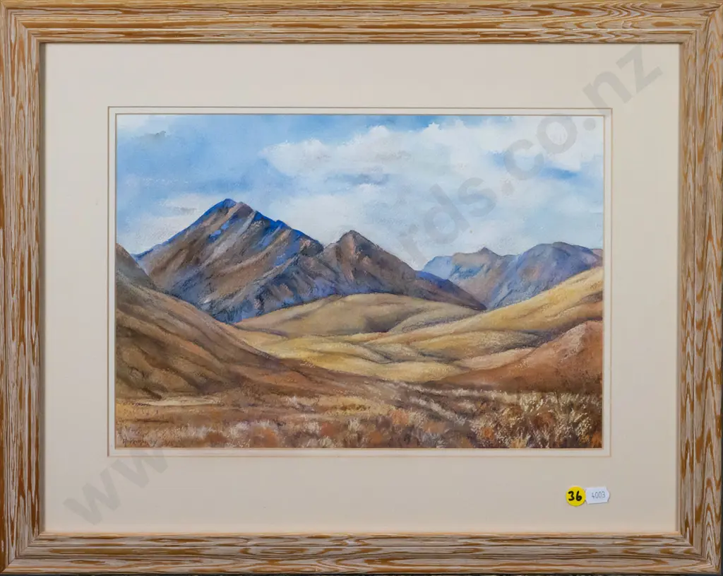 Alison Gray - framed watercolour "Lindis Pass" H-240 W-350 Image 1++