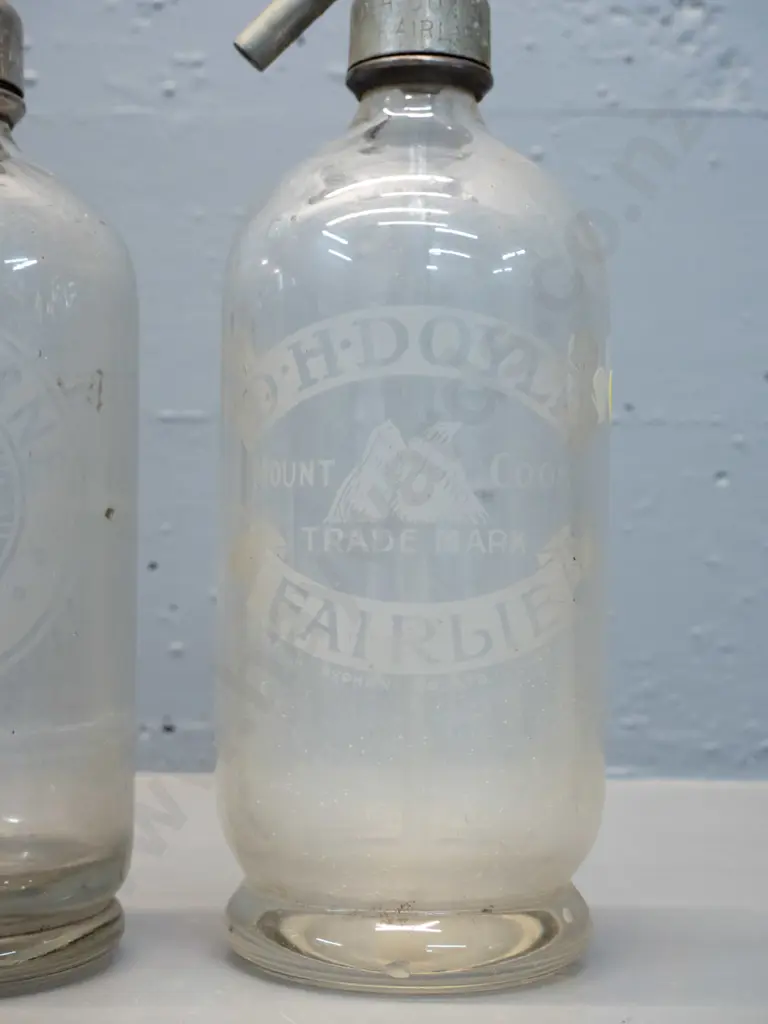 2 vintage soda syphons - WA Osbourne Waimate and DH Doyle Fairlie Image 1++